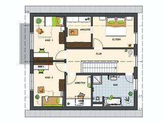 Fertighaus SENTO 400 A S130 von FingerHaus Schlüsselfertig ab 373236€, Satteldach-Klassiker Grundriss 2