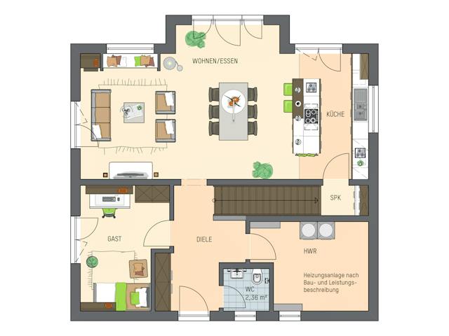 Fertighaus SENTO 403 D S215 von FingerHaus Schlüsselfertig ab 429702€, Satteldach-Klassiker Grundriss 1