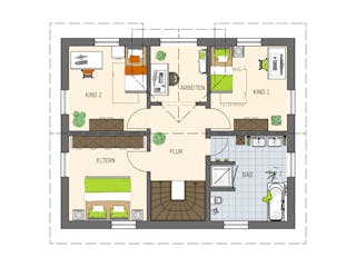 Fertighaus MH Leipzig - UNO 2.0 200 B S180 von FingerHaus Schlüsselfertig ab 375877€, Satteldach-Klassiker Grundriss 2