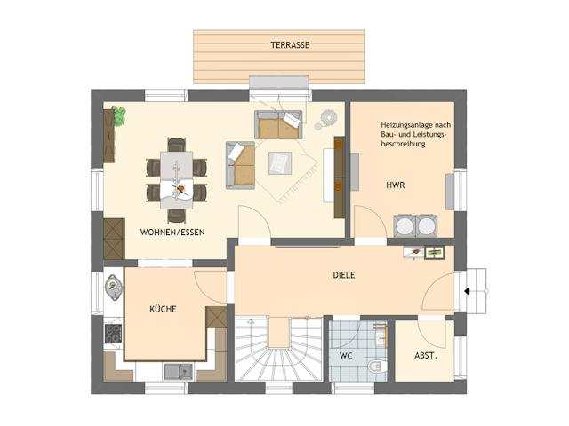 Fertighaus UNO 2.0 201 A S180 von FingerHaus Schlüsselfertig ab 335197€, Satteldach-Klassiker Grundriss 1