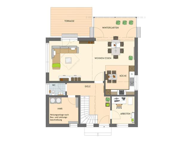 Fertighaus VIO 200 S130 WG von FingerHaus Schlüsselfertig ab 368034€, Satteldach-Klassiker Grundriss 1