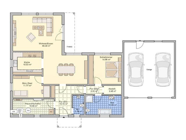 Fertighaus Pli von Fingerhut Haus Schlüsselfertig ab 403661€, Bungalow Grundriss 1