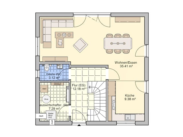Fertighaus Florenz von Fingerhut Haus Schlüsselfertig ab 398785€, Pultdachhaus Grundriss 1