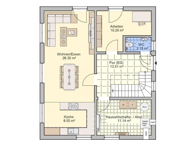 Fertighaus Oslo von Fingerhut Haus Schlüsselfertig ab 403506€, Satteldach-Klassiker Grundriss 1