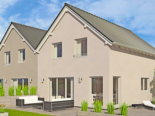 Fertighaus Duett 128 von Fingerhut Haus Schlüsselfertig ab 385280€, Satteldach-Klassiker Außenansicht 1