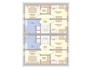 Fertighaus Doppelhaus Duett 128 von FINGERHUT HAUS Zwei- & Mehrfamilienhäuser Schlüsselfertig ab 385236€, Grundriss 2