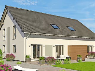Fertighaus Duett 141 von Fingerhut Haus Schlüsselfertig ab 391465€, Satteldach-Klassiker Außenansicht 1