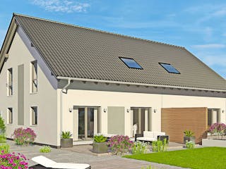 Fertighaus Duett 141 von Fingerhut Haus Schlüsselfertig ab 391465€, Satteldach-Klassiker Außenansicht 1