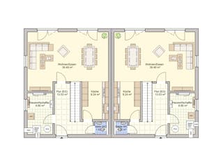 Fertighaus Duett 141 von Fingerhut Haus Schlüsselfertig ab 391465€, Satteldach-Klassiker Grundriss 1