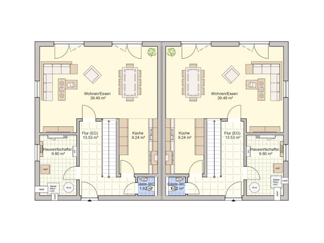 Fertighaus Duett 141 von Fingerhut Haus Schlüsselfertig ab 391465€, Satteldach-Klassiker Grundriss 1