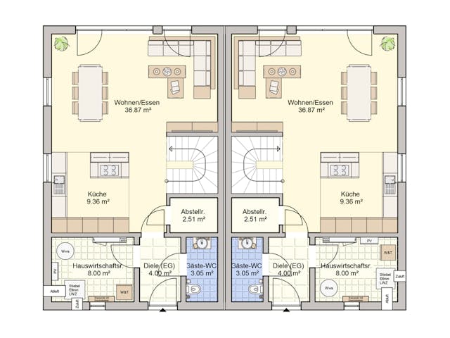 Fertighaus Duett 175 von Fingerhut Haus Schlüsselfertig ab 480054€, Pultdachhaus Grundriss 1