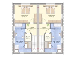 Fertighaus Doppelhaus Duett 96 von FINGERHUT HAUS Zwei- & Mehrfamilienhäuser Schlüsselfertig ab 332896€, Grundriss 2