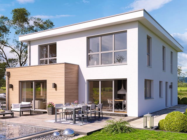 Fertighaus Freiburg von Fingerhut Haus Schlüsselfertig ab 597971€, Cubushaus Außenansicht 1 Fertighaus Freiburg von Fingerhut Haus Schlüsselfertig ab 597971€, Cubushaus Außenansicht 1