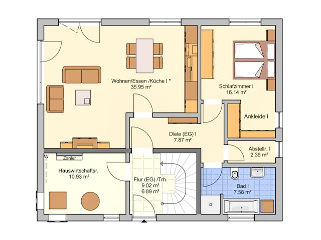 Fertighaus Junto 175 von Fingerhut Haus Schlüsselfertig ab 543590€, Satteldach-Klassiker Grundriss 1