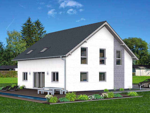 Fertighaus Junto 225 von Fingerhut Haus Schlüsselfertig ab 627796€, Satteldach-Klassiker Außenansicht 1