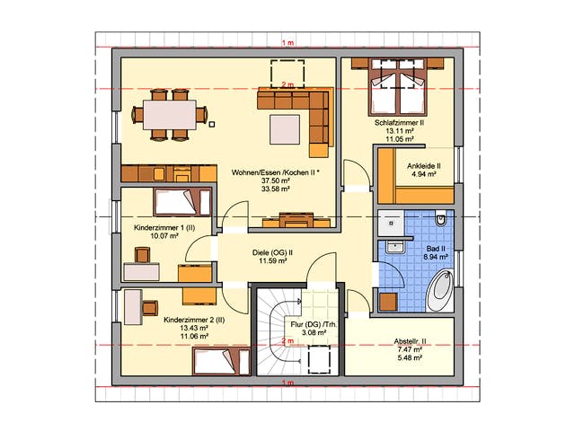 Fertighaus Junto 225 von Fingerhut Haus Schlüsselfertig ab 627796€, Satteldach-Klassiker Grundriss 2
