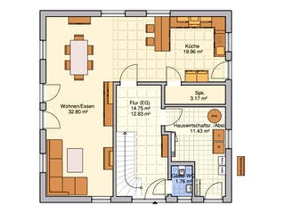 Fertighaus Lando von Fingerhut Haus Schlüsselfertig ab 436768€, Satteldach-Klassiker Grundriss 1