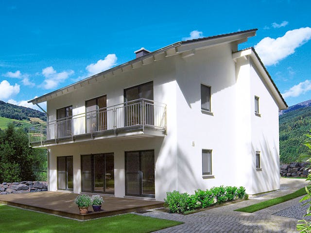 Fertighaus Luxa von Fingerhut Haus Schlüsselfertig ab 533376€, Pultdachhaus Außenansicht 1