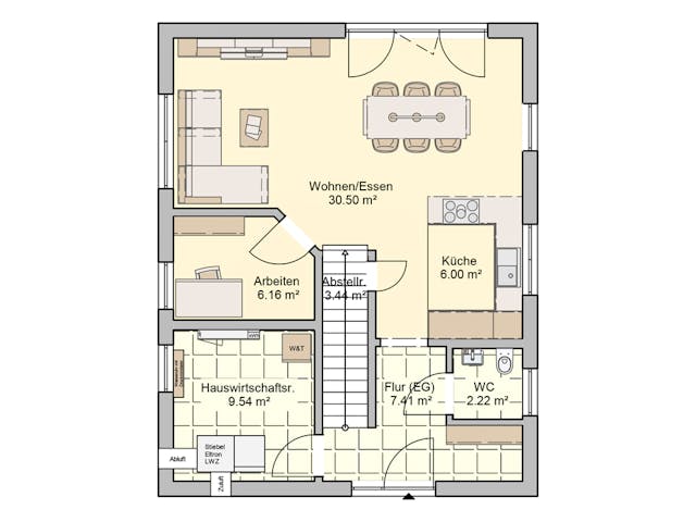 Fertighaus Paris von Fingerhut Haus Schlüsselfertig ab 380058€, Satteldach-Klassiker Grundriss 1