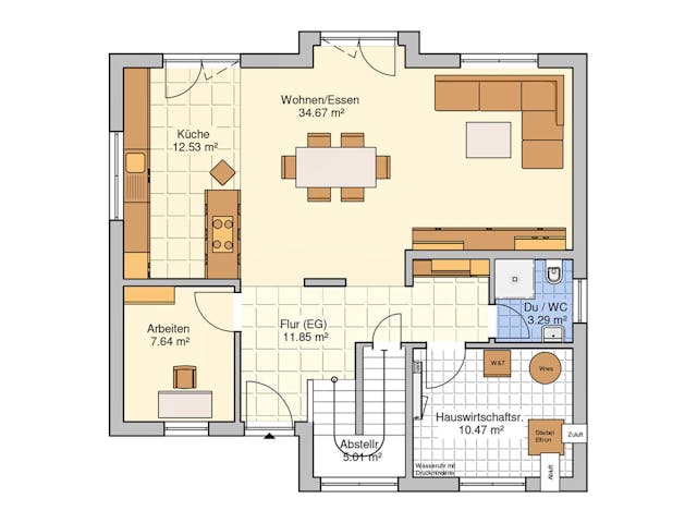 Fertighaus Vinaro von Fingerhut Haus Schlüsselfertig ab 449083€, Satteldach-Klassiker Grundriss 1