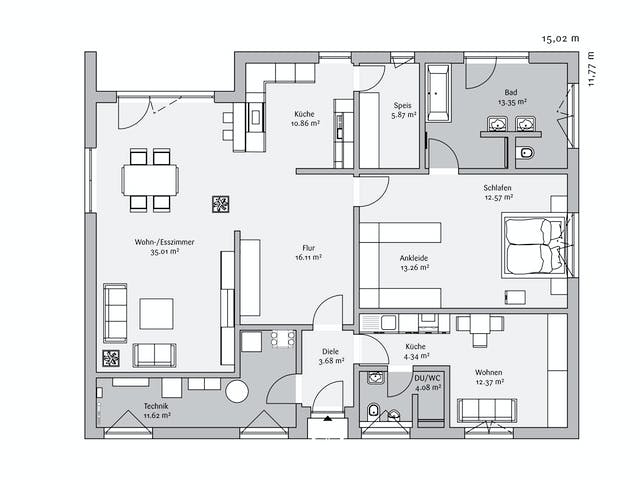 Fertighaus Bungalow 143 von FischerHaus Schlüsselfertig ab 522647€, Bungalow Grundriss 1