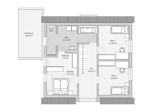 Fertighaus Musterhaus CasaMina von FischerHaus Schlüsselfertig ab 546490€, Satteldach-Klassiker Grundriss 2