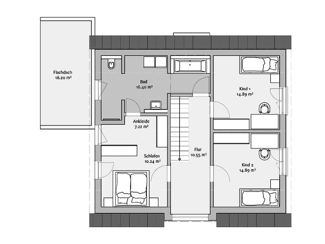 Fertighaus Musterhaus CasaMina von FischerHaus Schlüsselfertig ab 546490€, Satteldach-Klassiker Grundriss 2