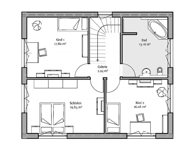 Fertighaus Modern 146 von FischerHaus Schlüsselfertig ab 472006€, Satteldach-Klassiker Grundriss 2