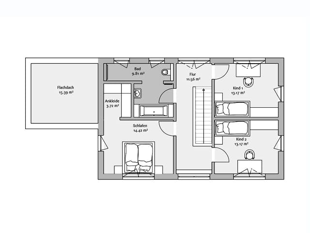 Fertighaus Modern 154 von FischerHaus Schlüsselfertig ab 585412€, Satteldach-Klassiker Grundriss 2