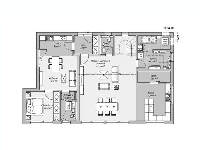 Fertighaus Modern 234 von FischerHaus Schlüsselfertig ab 870718€, Satteldach-Klassiker Grundriss 1