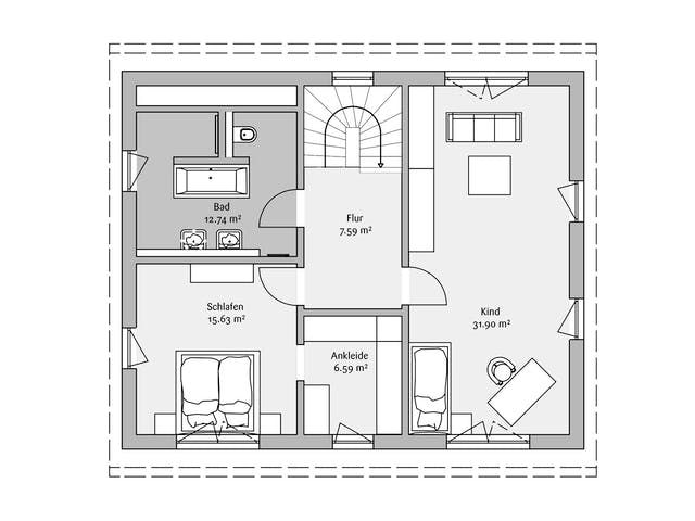 Fertighaus Modern 238 von FischerHaus Schlüsselfertig ab 548559€, Satteldach-Klassiker Grundriss 2