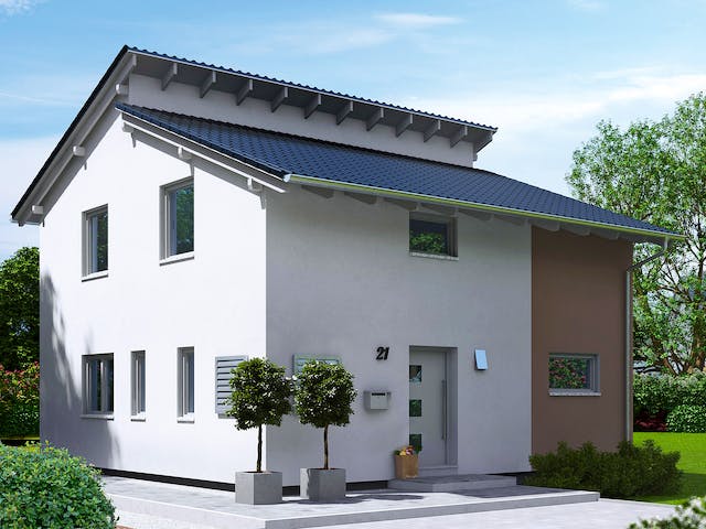 Fertighaus Florenz von Fingerhut Haus Schlüsselfertig ab 398785€, Pultdachhaus Außenansicht 1