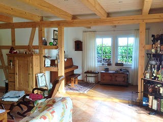 Fertighaus Oberbecksen von Fuhrberger Zimmerei Betriebsges. mbH, Fachwerk Innenansicht 2