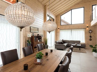 Blockhaus Entlebuch von Fullwood Wohnblockhaus Ausbauhaus ab 410000€, Blockhaus Innenansicht 3