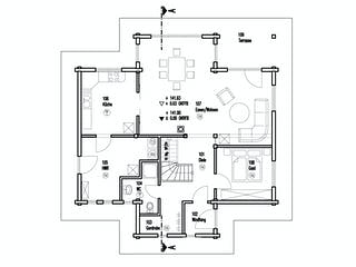 Blockhaus Felsblick von Fullwood Wohnblockhaus Ausbauhaus ab 430000€, Blockhaus Grundriss 1