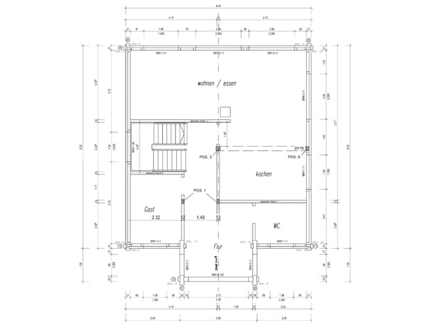 Blockhaus Kreuzblick von Fullwood Wohnblockhaus Bausatzhaus ab 260000€, Satteldach-Klassiker Grundriss 1