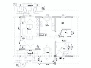Blockhaus Mittelfranken von Fullwood Wohnblockhaus Ausbauhaus ab 360000€, Blockhaus Grundriss 1