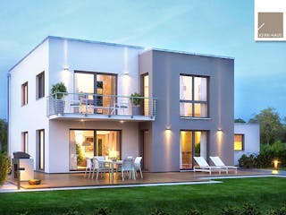 Massivhaus Bauhaus Futura von Kern-Haus Schlüsselfertig ab 464900€, Cubushaus Außenansicht 1