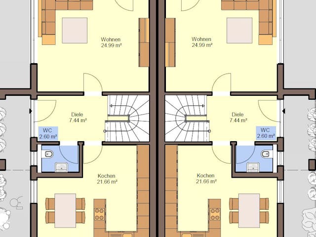 Fertighaus Gemello PD 236 von Büdenbender Hausbau, Pultdachhaus Grundriss 1
