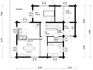 Blockhaus Görwihl von Rems-Murr-Holzhaus Ausbauhaus ab 344710€, Satteldach-Klassiker Grundriss 1