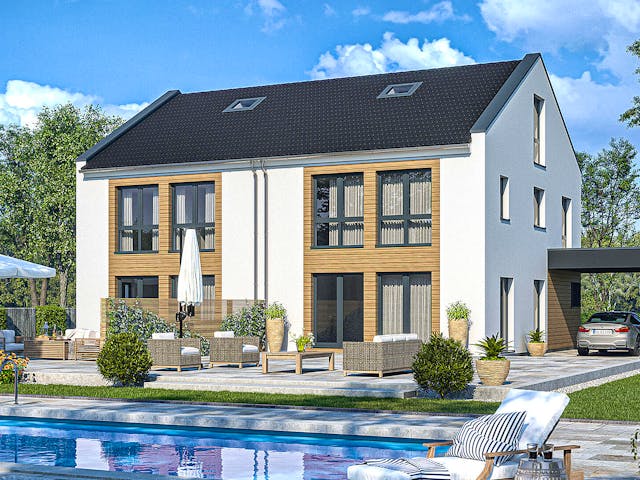 Fertighaus Haas D 128 B von Haas Fertigbau - Mehrfamilienhäuser Schlüsselfertig ab 402000€, Außenansicht 1 Fertighaus Haas D 128 B von Haas Fertigbau - Mehrfamilienhäuser Schlüsselfertig ab 402000€, Außenansicht 1