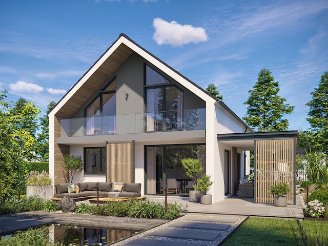 Fertighaus Haas Vivo 130 von Haas Fertigbau, Satteldach-Klassiker Außenansicht 1