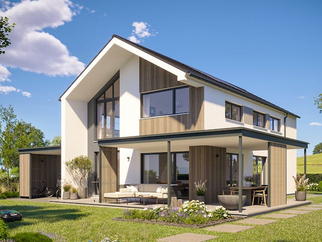 Fertighaus Haas Vivo 159 von Haas Fertigbau, Satteldach-Klassiker Außenansicht 1