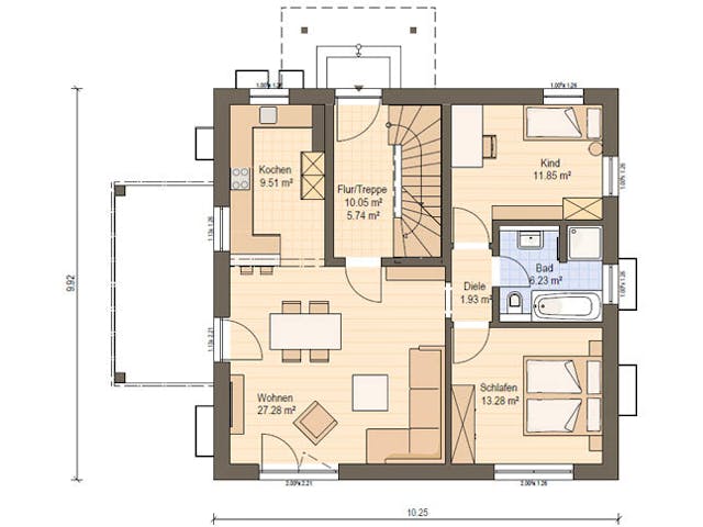 Fertighaus Haas Z 159 C von Haas Fertigbau - Mehrfamilienhäuser Schlüsselfertig ab 498000€, Stadtvilla Grundriss 1