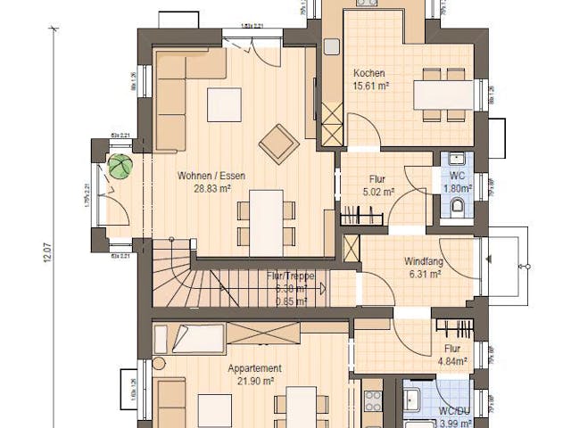 Fertighaus Haas Z 175 B von Haas Fertigbau - Mehrfamilienhäuser Schlüsselfertig ab 501000€, Satteldach-Klassiker Grundriss 1