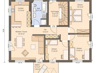 Fertighaus Haas Mehrfamilienhaus mit 3 Wohneinheiten und Flachdach von Haas Fertigbau - Mehrfamilienhäuser, Grundriss 2