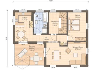 Fertighaus Haas Mehrfamilienhaus mit 3 Wohneinheiten und Flachdach von Haas Fertigbau - Mehrfamilienhäuser, Grundriss 3