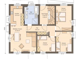 Fertighaus Haas Mehrfamilienhaus mit 3 Wohneinheiten und Satteldach von Haas Fertigbau - Mehrfamilienhäuser, Grundriss 1