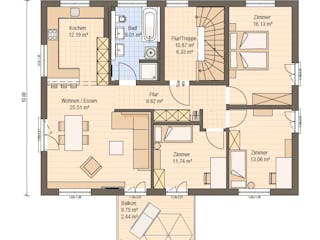 Fertighaus Haas Mehrfamilienhaus mit 3 Wohneinheiten und Satteldach von Haas Fertigbau - Mehrfamilienhäuser, Grundriss 2
