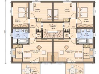 Fertighaus Haas Mehrfamilienhaus mit 5 Wohneinheiten und Flachdach von Haas Fertigbau - Mehrfamilienhäuser, Grundriss 2